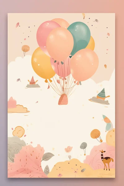 Colorful simple decoration illustration for party, birthday, baby shower, bridal shower, graduation, business event, grand opening, anniversary, holiday invitation draft and greetings card template.