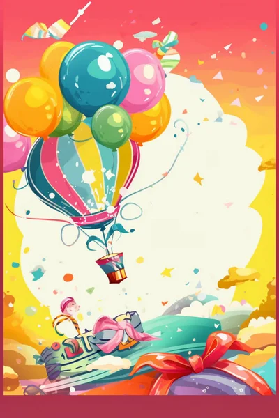 Illustrazione Colorata Semplice Decorazione Festa Compleanno Baby Shower Doccia Nuziale — Foto Stock