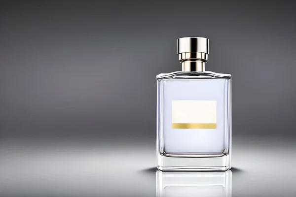 Branco Transparente Garrafa Perfume Mockup Estúdio Tiro Fundo Isolado Rótulo — Fotografia de Stock
