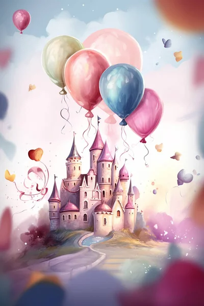 Colorida Ilustración Decoración Simple Para Fiesta Cumpleaños Ducha Bebé Ducha Imagen de stock