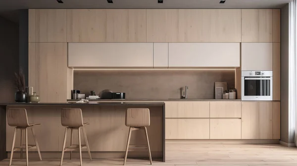 Simple minimalist modern kitchen cozy comfortable and elegant for house and apartment, cabinet, kitchen sink, and some kitchen appliances, dinning room, good interior.