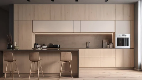 Cozinha Moderna Minimalista Simples Aconchegante Confortável Elegante Para Casa Apartamento Fotografias De Stock Royalty-Free