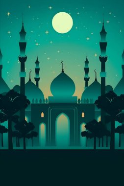 Mutlu Ramazan veya EID Mübarek taslağı ve tebrik kartı şablonu için renkli basit resimleme.