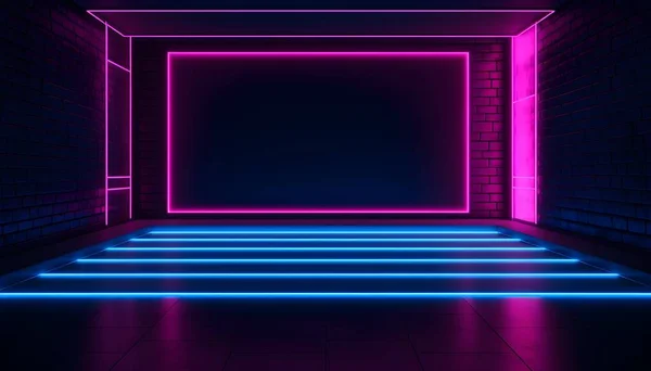 Fütürist Sahne Renkli Işıkları Oda Arkaplanı Fon Ürün Gösterimi Veya — Stok fotoğraf