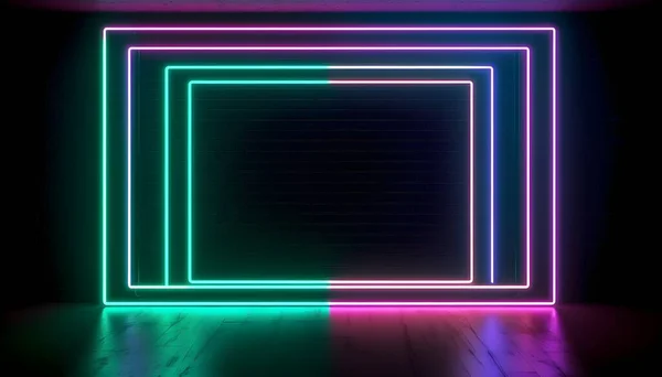 Futuristické Jeviště Barevné Neonové Osvětlení Jeviště Prostor Pozadí Pozadí Prázdné — Stock fotografie
