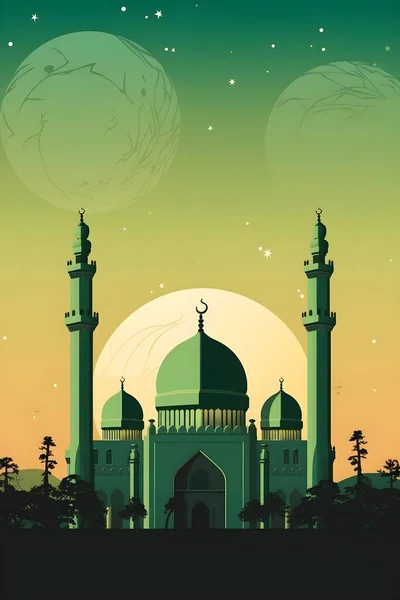 Kleurrijke Eenvoudige Decoratie Illustratie Voor Happy Ramadan Eid Mubarak Ontwerp — Stockfoto