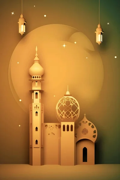 라마단 Eid 무바라크 인사말 템플릿을 화려하고 — 스톡 사진