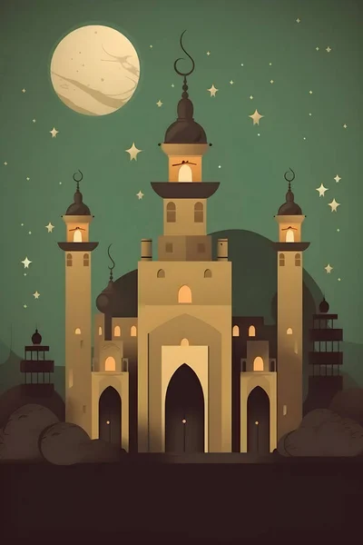 Ilustração Decoração Simples Colorida Para Happy Ramadan Eid Mubarak Rascunho — Fotografia de Stock