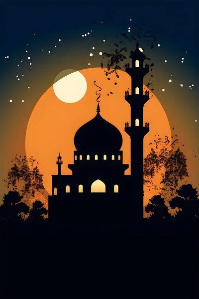 Colorful Simple Decoration Illustration Happy Ramadan Eid Mubarak Draft Greetings — Stock Photo, Image