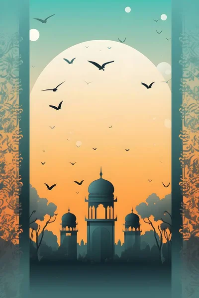 라마단 Eid 무바라크 인사말 템플릿을 화려하고 — 스톡 사진