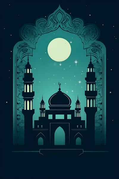 Красочные Простые Иллюстрации Украшения Рамадана Eid Мубарак Проект Шаблон Поздравительной — стоковое фото