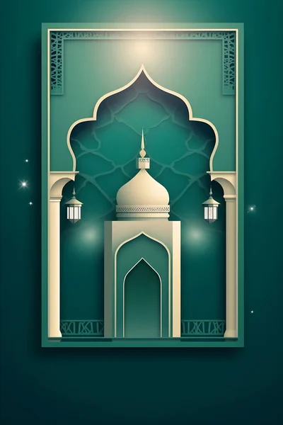 Красочные Простые Иллюстрации Украшения Рамадана Eid Мубарак Проект Шаблон Поздравительной — стоковое фото