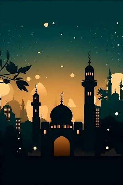 Ilustração Decoração Simples Colorida Para Happy Ramadan Eid Mubarak Rascunho — Fotografia de Stock