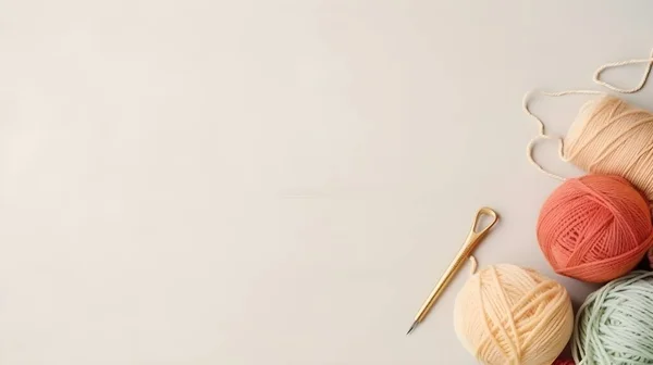 Tığ Işi Örgü Hobisi Renkli Iplik Topları Masa Üzerinde Örgü — Stok fotoğraf