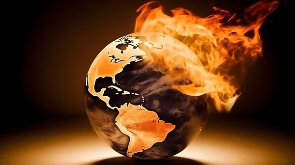 불타고 있거나 불타고 지구의 모습을 집니다 — 스톡 사진