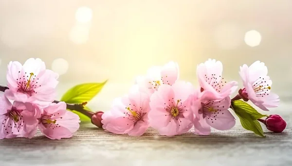 Sakura Flowers Cherry Blossoms Full Bloom Pink Background Backdrop Copy — Stock Photo, Image