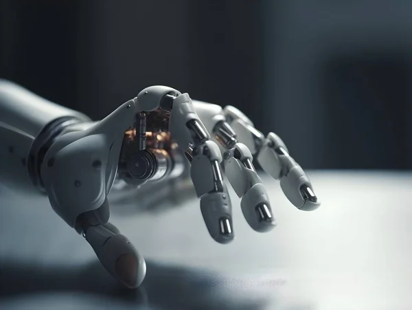 Biała Ręka Robota Lub Proteza Koncepcja Przyszłej Technologii Sztuczna Inteligencja — Zdjęcie stockowe