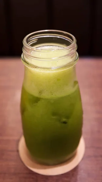 Healthy Green Vegetable Juice Glass Bottle — Stock Photo, Image
