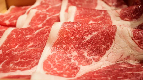 Carne Fresca Carne Crua Fatias Para Comida Japonesa Shabu Shabu Imagem De Stock