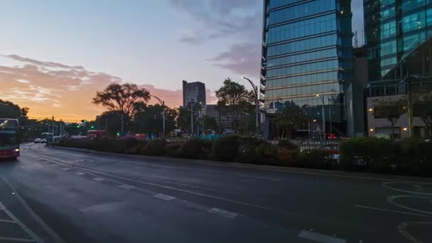 Hyperlapse Beautiful Sunset Paseo Reforma Avenue Mexico City — Video Stock