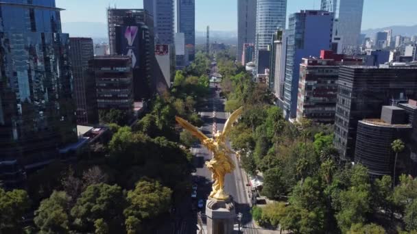 Angel Independencia Paseo Reforma Avenue Mexico City Royaltyfri Stockfilm