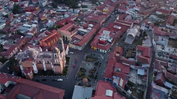 Flygbilder Vacker Solnedgång Den Magiska Staden Real Monte Omgiven Berg Videoklipp