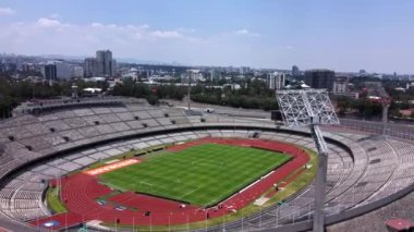 Meksika Otonom Üniversitesi 'nin (UNAM) Olimpiyat Üniversitesi Stadyumu' nun havadan görünüşü.