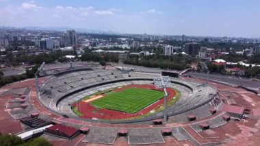 Meksika Otonom Üniversitesi 'nin (UNAM) Olimpiyat Üniversitesi Stadyumu' nun havadan görünüşü.