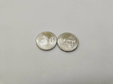 Two-hundred-rupiahs Indonesian money coins.