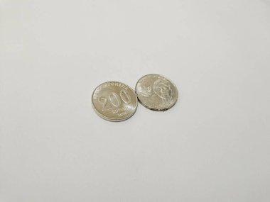 Two-hundred-rupiahs Indonesian money coins.