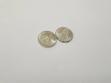 Two-hundred-rupiahs Indonesian money coins.