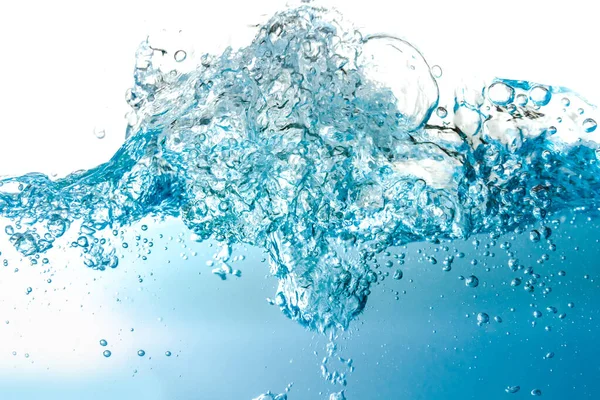 Water Wave bubbles air and splash isolated over white background. Blue water wave abstract background isolated on whit