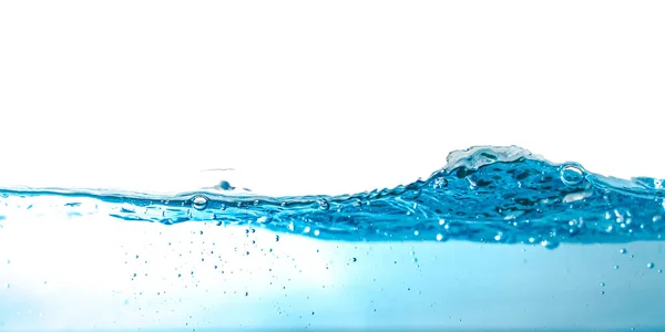 Вода Волна Пузырьки Воздуха Брызги Изолированы Белом Фоне Синий Водяной — стоковое фото