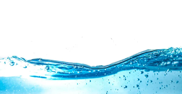 Вода Волна Пузырьки Воздуха Брызги Изолированы Белом Фоне Синий Водяной — стоковое фото