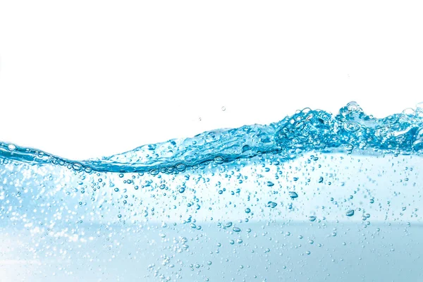 Salpicos Água Bolhas Isoladas Sobre Fundo Branco Onda Água Azul — Fotografia de Stock