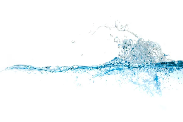 Heldere Watergolven Watergolf Luchtbellen Geïsoleerd Witte Achtergrond Blauwe Watergolf Abstracte — Stockfoto