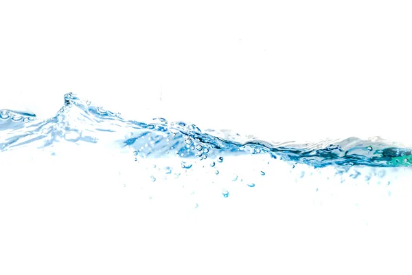 Heldere Watergolven Watergolf Luchtbellen Geïsoleerd Witte Achtergrond Blauwe Watergolf Abstracte — Stockfoto