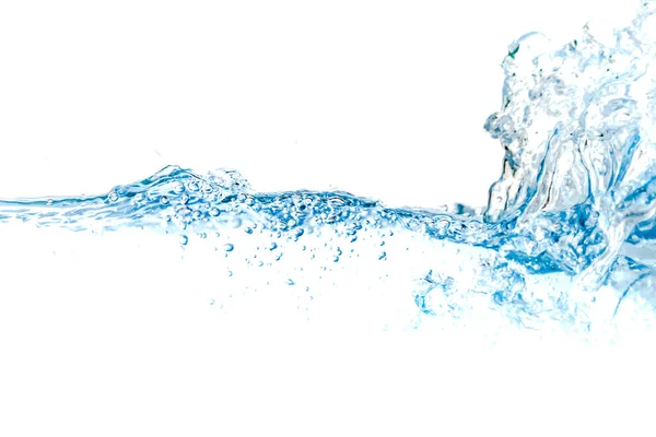 清澈的水波水波和气泡在白色背景上隔离 蓝色水波抽象背景被白色隔离 图库图片