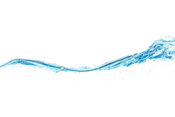 Water Spatten Luchtbellen Geïsoleerd Witte Achtergrond Blue Water Wave Abstracte Rechtenvrije Stockfoto's