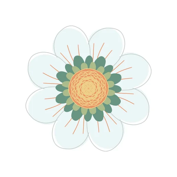 Плоский Весенний Цветок Силуэте Изолированный Белом Симпатичные Ретро Иллюстрации Ярких — стоковое фото