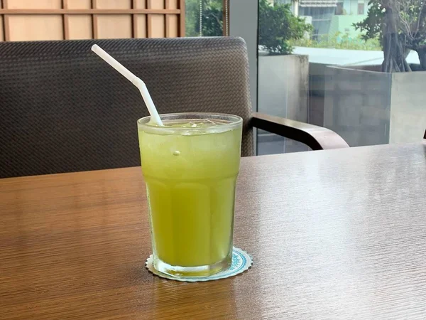 Glass Water Lemon Table — Stock Photo, Image