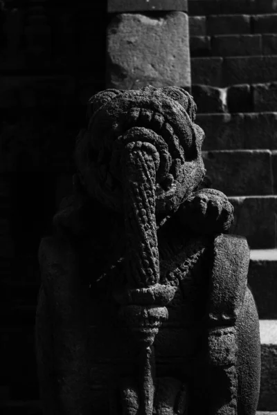 Uno Los Edificios Del Templo Prambanan Blanco Negro — Foto de Stock