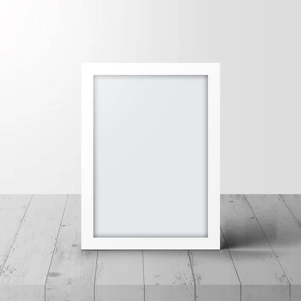 Vnitřní Bílý Rámeček Prázdný Rámečku Portrétu Stolu — Stock fotografie