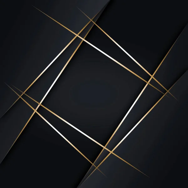 Vierkante Achtergrond Zwarte Lijn Gouden Moderne Achtergrond — Stockfoto
