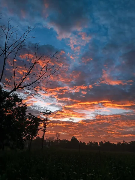 stock image sunset orange cloud blue sky