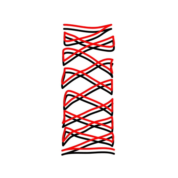 Ręcznie Rysowane Szkic Abstrakcyjny Linia Element Czarny Czerwony — Wektor stockowy