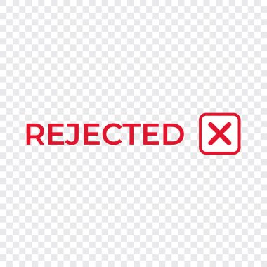 çapraz işaret simgesi şeffaf şablon dosya biçimi içeren kırmızı pul dizaynı reddedildi