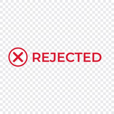 çapraz işaret simgesi şeffaf şablon dosya biçimi içeren kırmızı pul dizaynı reddedildi