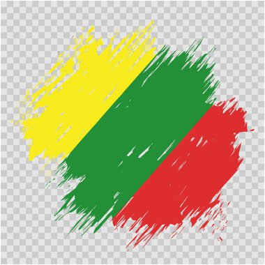 fırça bayrağı vektörü şeffaf arkaplan dosya biçimi eps, Litvanya bayrağı fırça darbesi suluboya tasarım şablonu unsuru, Litvanya ulusal bayrağı 