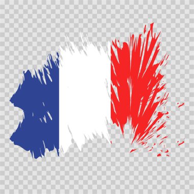 fırça bayrağı vektörü şeffaf arkaplan dosya biçimi eps, Fransa bayrağı fırça darbesi suluboya tasarım şablonu unsuru, ulusal Fransa bayrağı